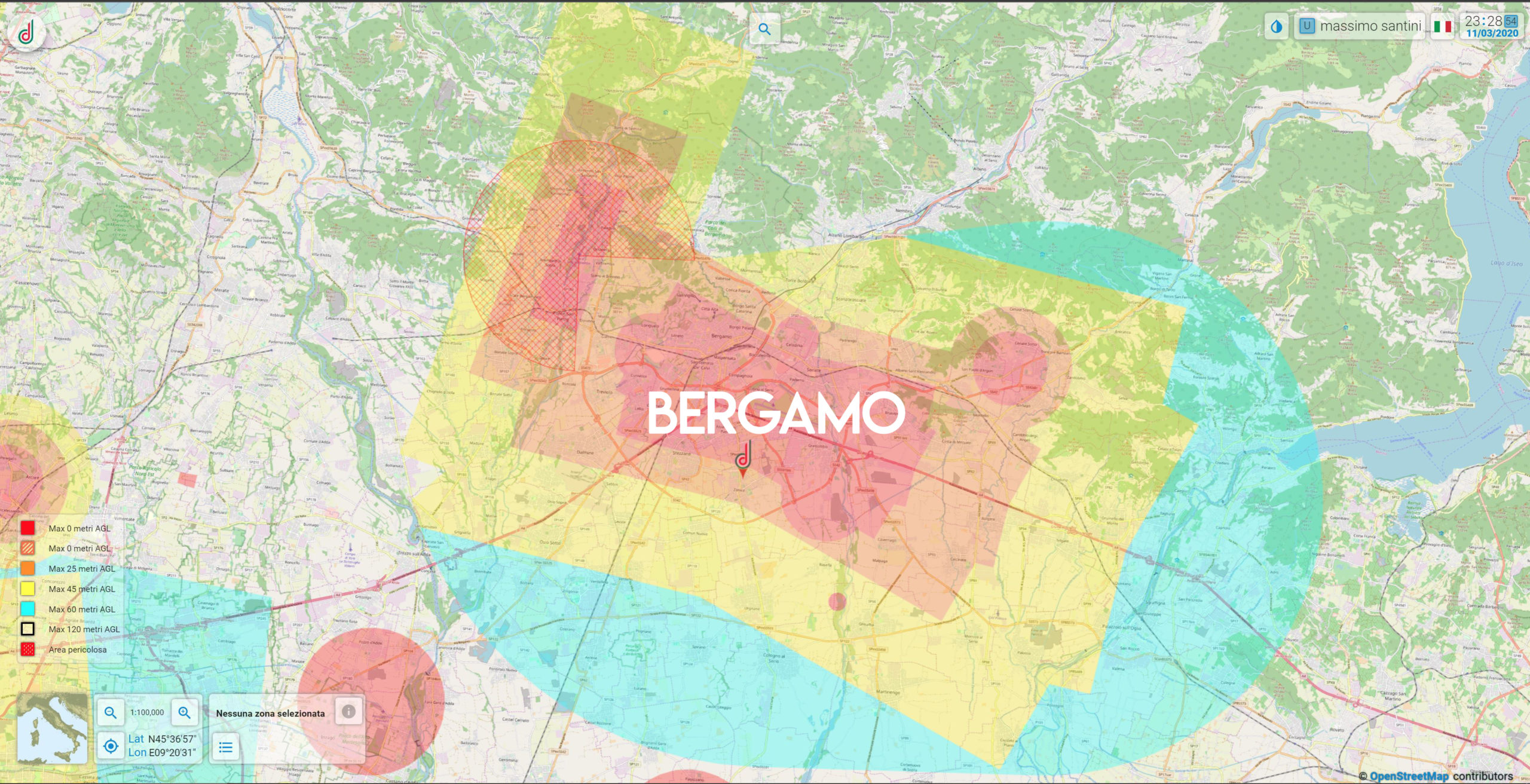 Mappa Aeronautica Bergamo